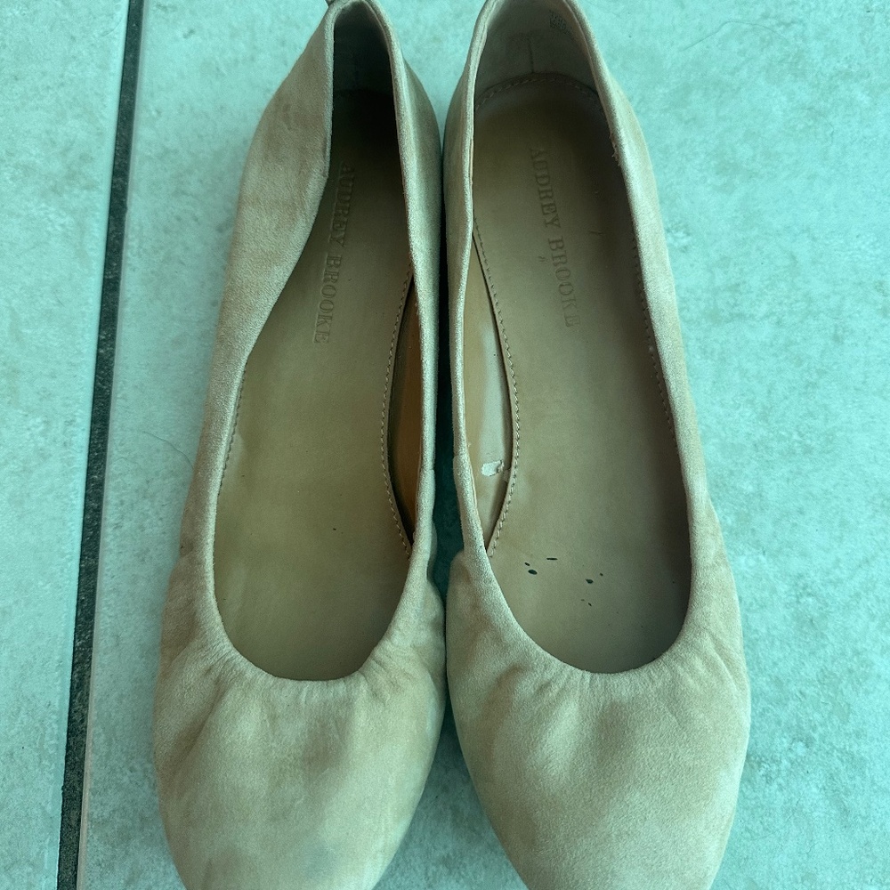 Newport Audrey Brooke Nude Suede Flats